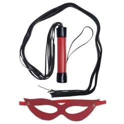Kit Chicote 80Cm Com Máscara Vermelho Dominatrixxx